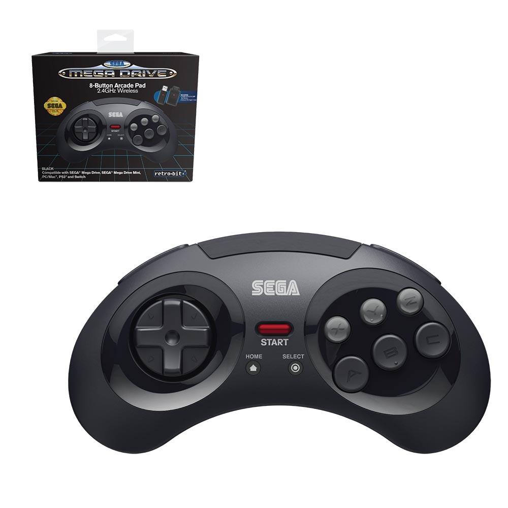 retro bit sega megadrive manette sans fil 8 boutons arcadre