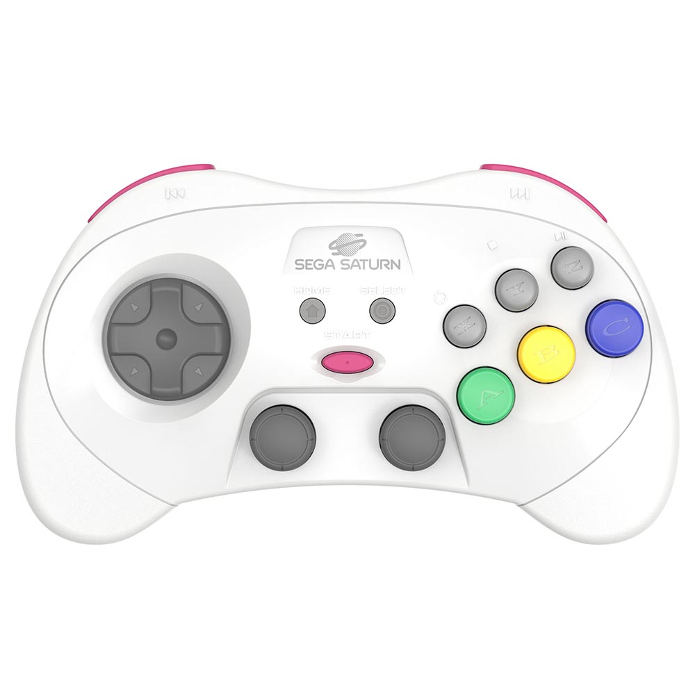 retro bit sega saturn manette sans fil pro blanche