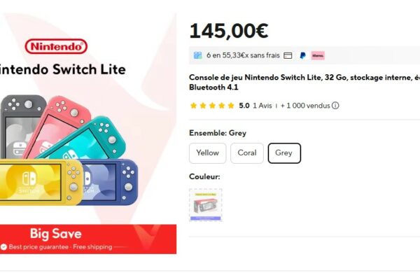 nintendo switch lite 145 euros